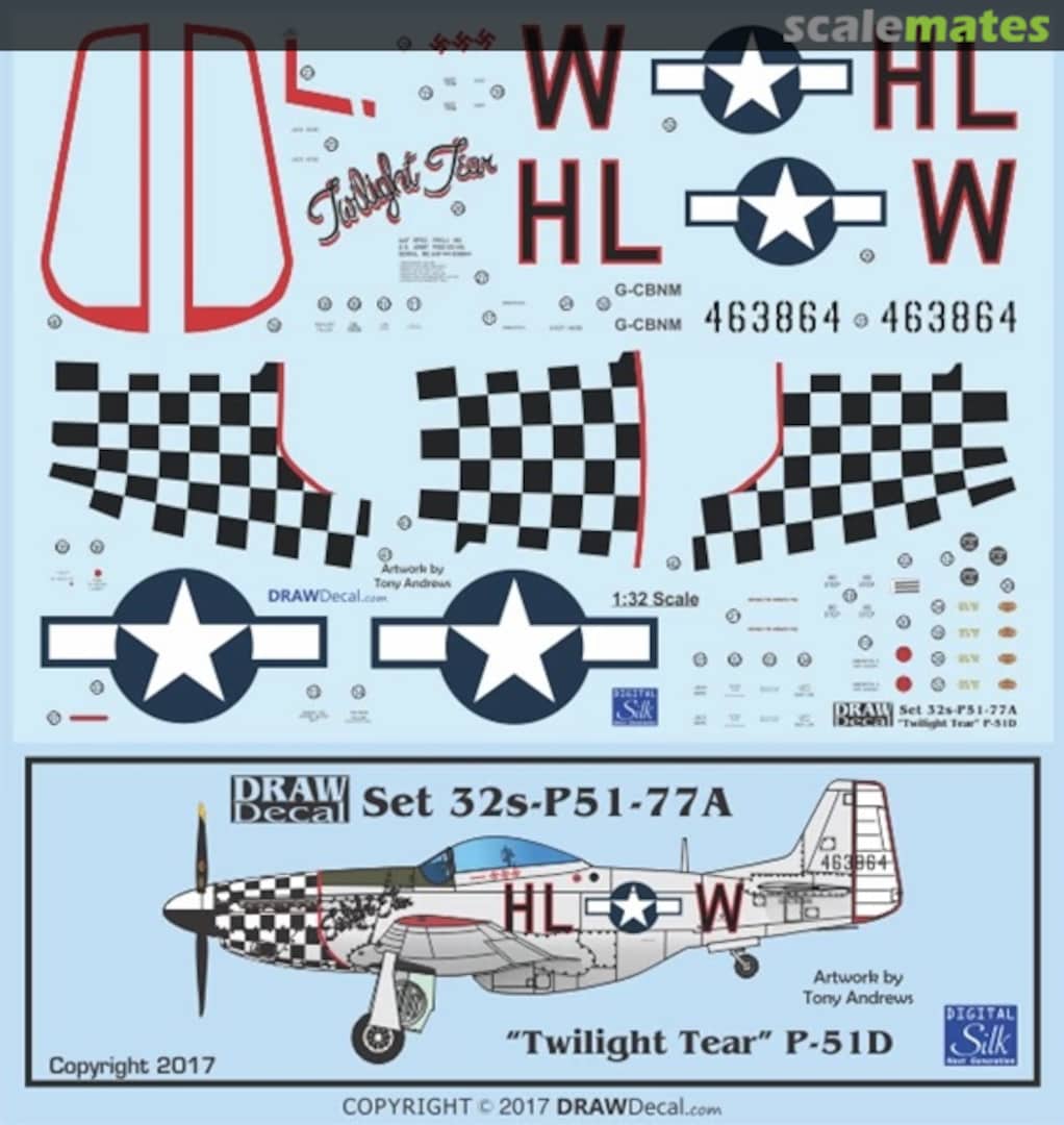 Boxart “Twilight Tear” P-51D 32-P51-77A Draw Decal Boxart “Twilight Tear” P-51D 32-P51-77A Draw Decal