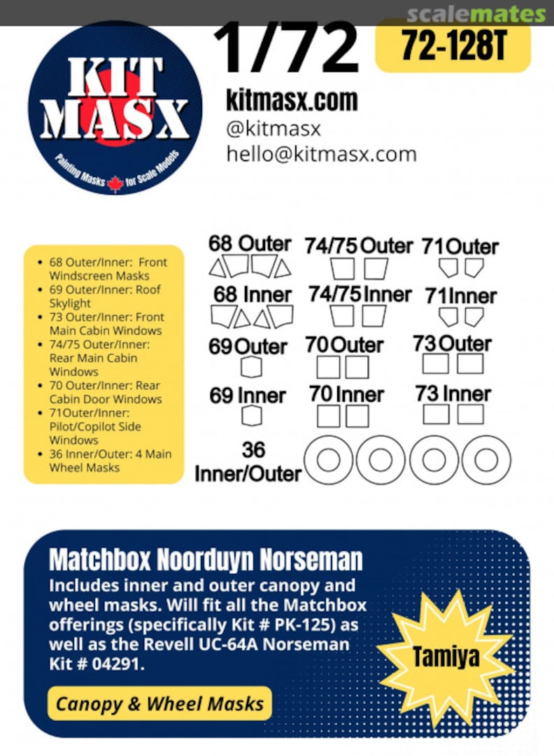 Boxart Noorduyn Norseman Canopy & Wheel Masks 72-128T Kit Masx Boxart Noorduyn Norseman Canopy & Wheel Masks 72-128T Kit Masx