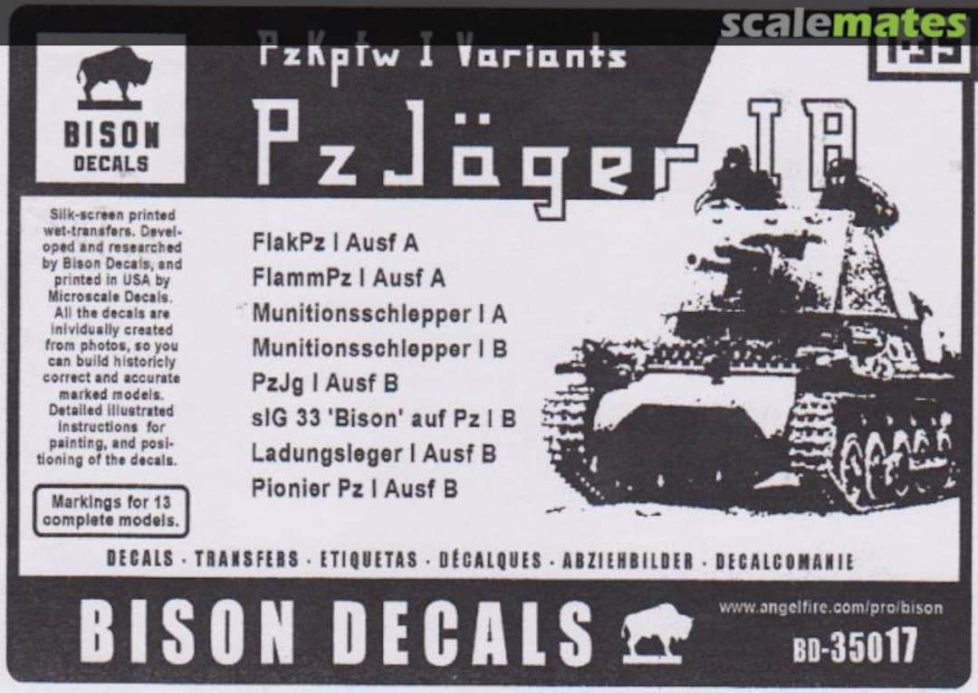 Boxart PzJäger IB 35017 Bison Decals Boxart PzJäger IB 35017 Bison Decals