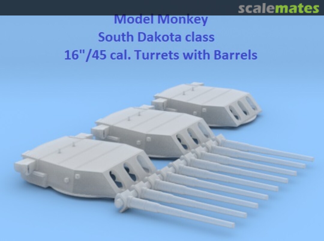 Boxart South Dakota class 16"/45 cal. Triple-gun Turrets (set of 3) MM192-BB57.trts.brls Model Monkey Boxart South Dakota class 16"/45 cal. Triple-gun Turrets (set of 3) MM192-BB57.trts.brls Model Monkey
