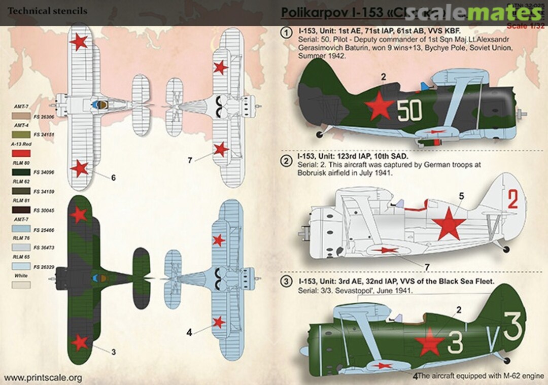 Boxart Polikarpov I-153 "Chaika" Part 1 32-025 Print Scale Boxart Polikarpov I-153 "Chaika" Part 1 32-025 Print Scale