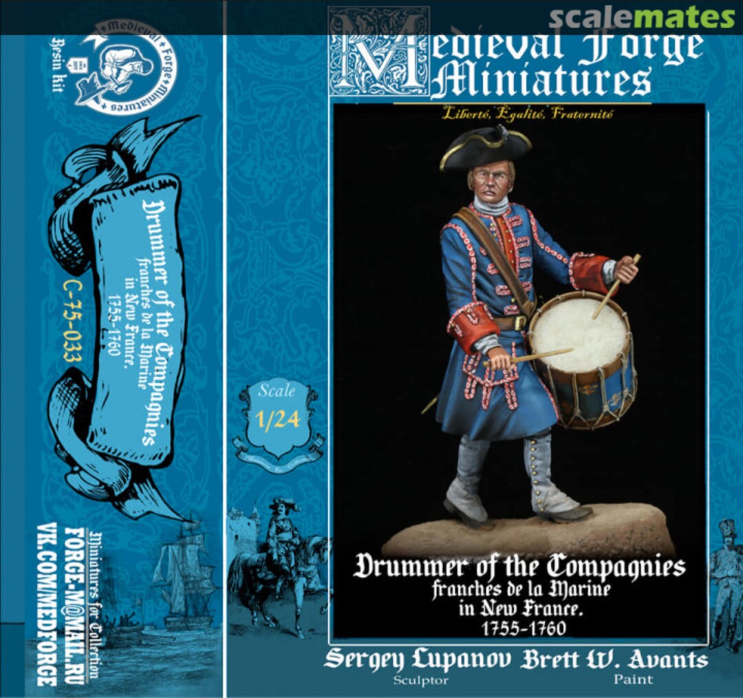 Boxart Drummer of the Compagnies, franches de la Marine in New France C-75-033 Medieval Forge Miniatures
