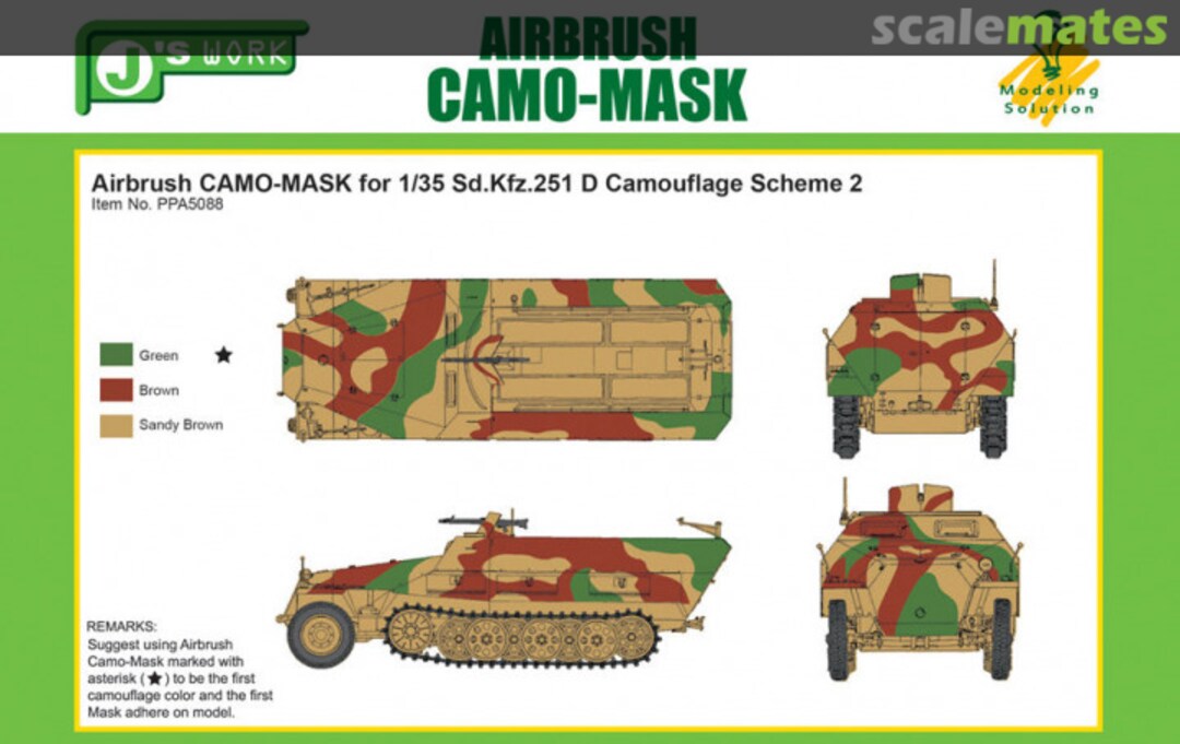 Boxart CAMO-MASK Sd.Kfz. 251 D Camouflage Scheme #2 PPA5088 J's Work Boxart CAMO-MASK Sd.Kfz. 251 D Camouflage Scheme #2 PPA5088 J's Work