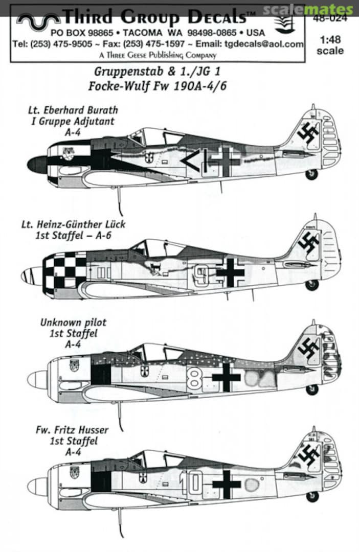 Boxart Focke-Wulf Fw 190A-4/6 48-024 Third Group Decals Boxart Focke-Wulf Fw 190A-4/6 48-024 Third Group Decals