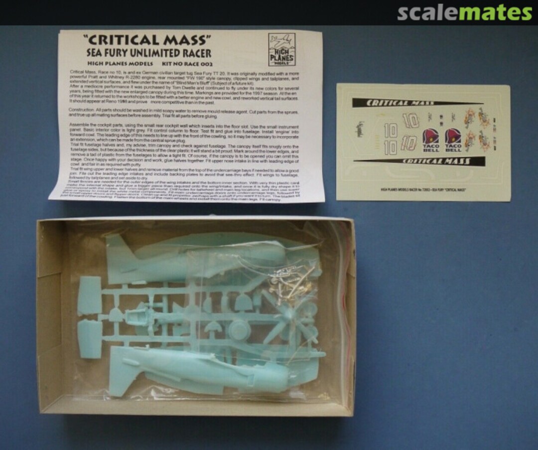Contents "Critical Mass" Sea Fury Racer Race 018 High Planes Models Contents "Critical Mass" Sea Fury Racer Race 018 High Planes Models