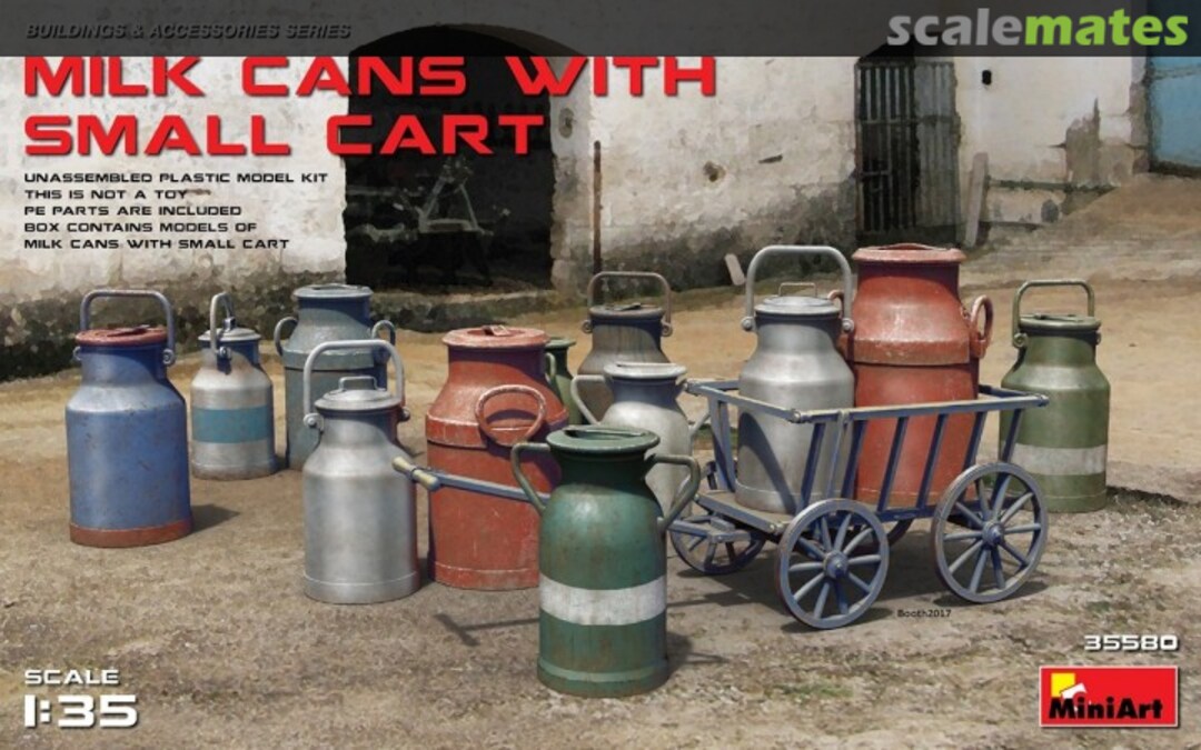 Boxart Milk cans with small cart 35580 MiniArt