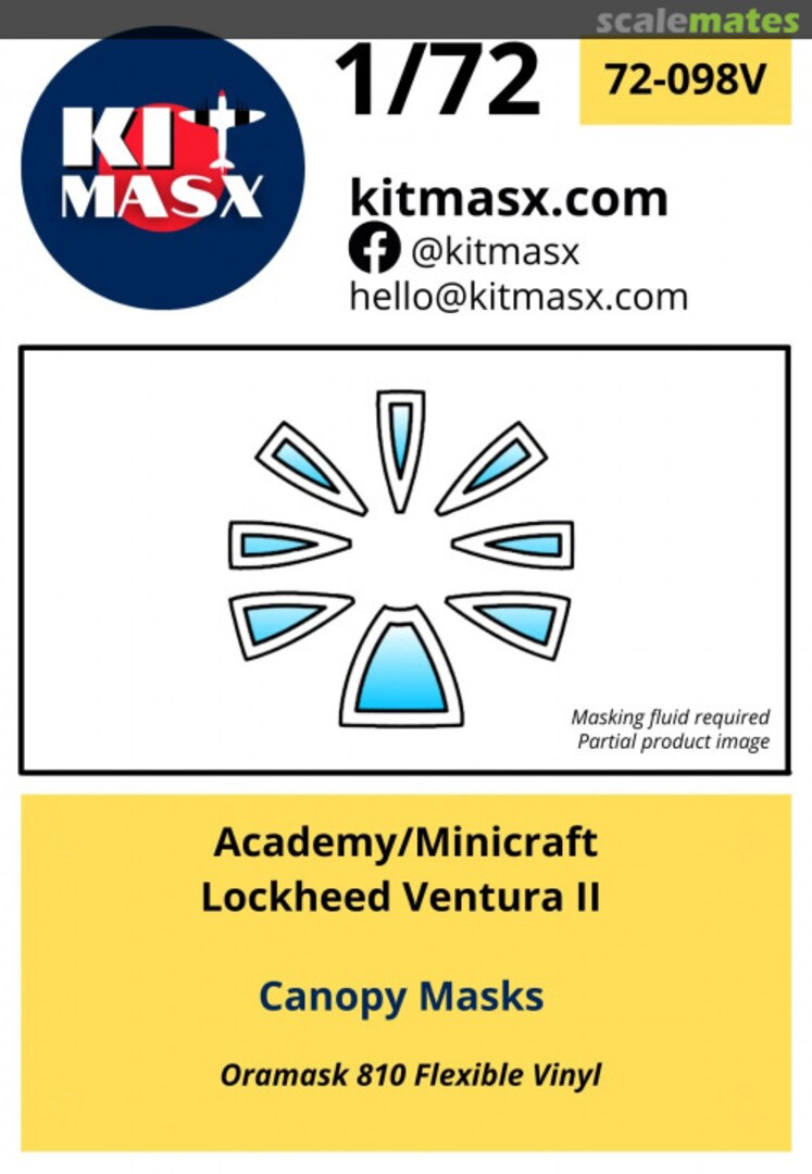 Boxart Lockheed Ventura II Canopy Masks 72-098V Kit Masx Boxart Lockheed Ventura II Canopy Masks 72-098V Kit Masx