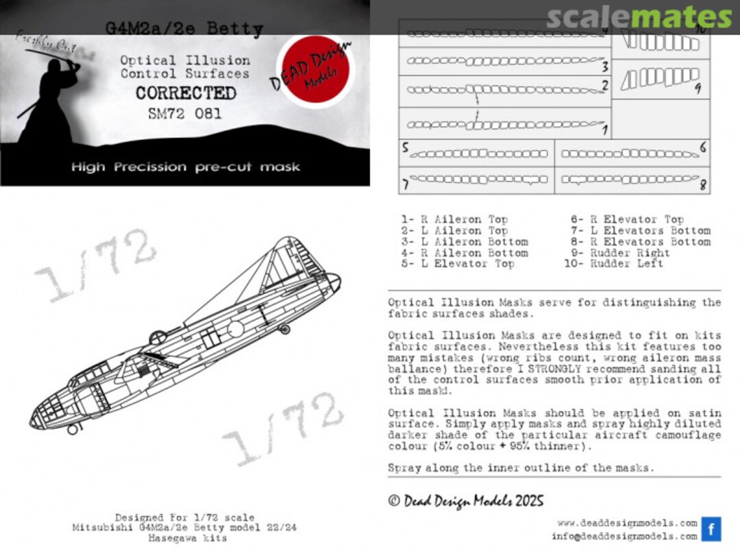 Boxart Mitsubishi G4M2a/e Betty - Optical Illusion Control Surfaces SM72081 DEAD Design Models