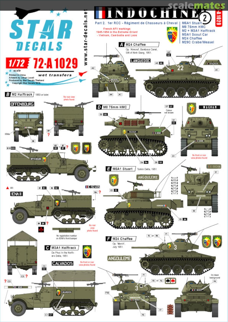 Boxart Indochine # 2. 1er RCC 72-A1029 Star Decals Boxart Indochine # 2. 1er RCC 72-A1029 Star Decals