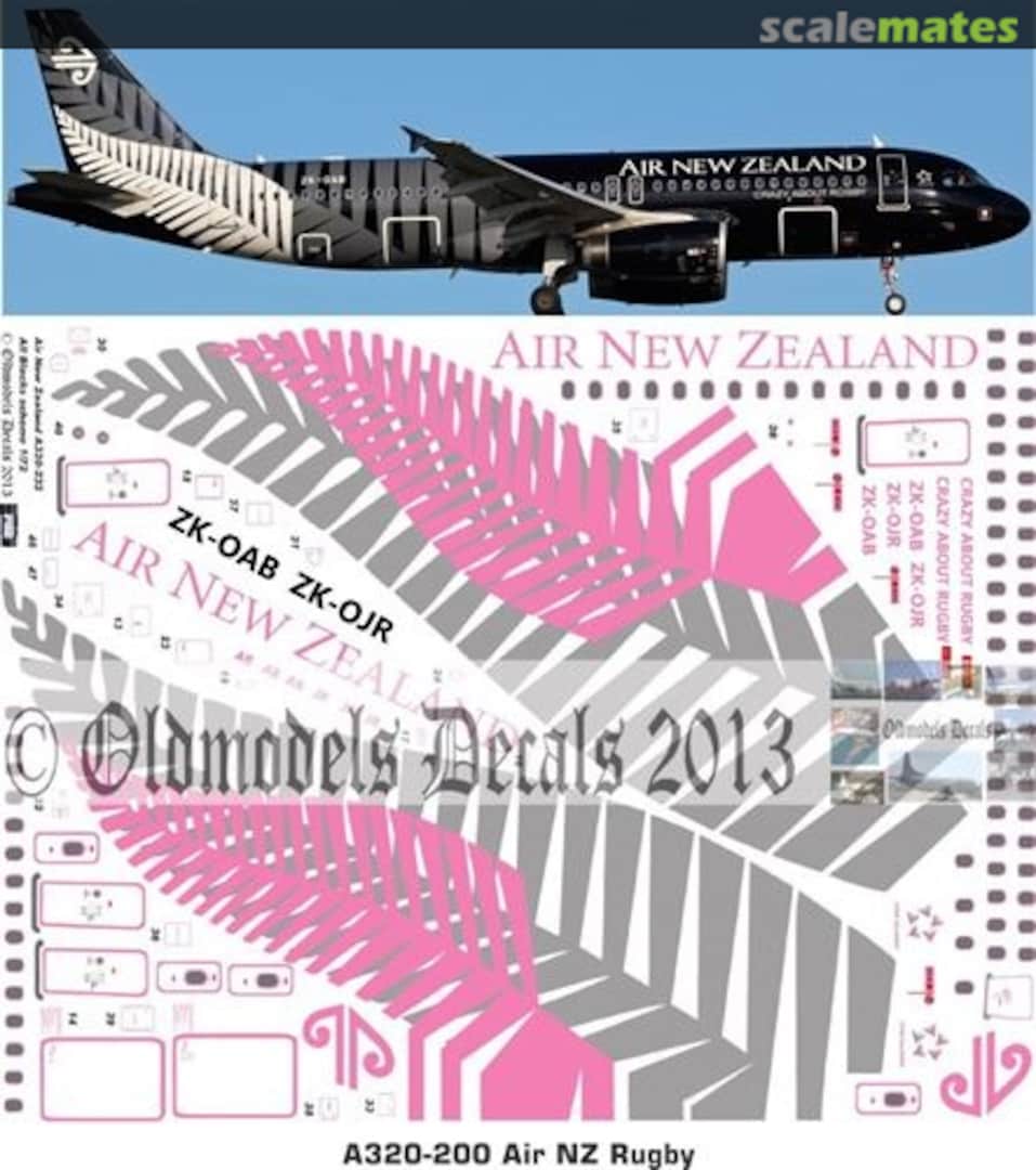 Boxart Air NZ A320 Rugby scheme OMD0058 Oldmodels Decals Boxart Air NZ A320 Rugby scheme OMD0058 Oldmodels Decals
