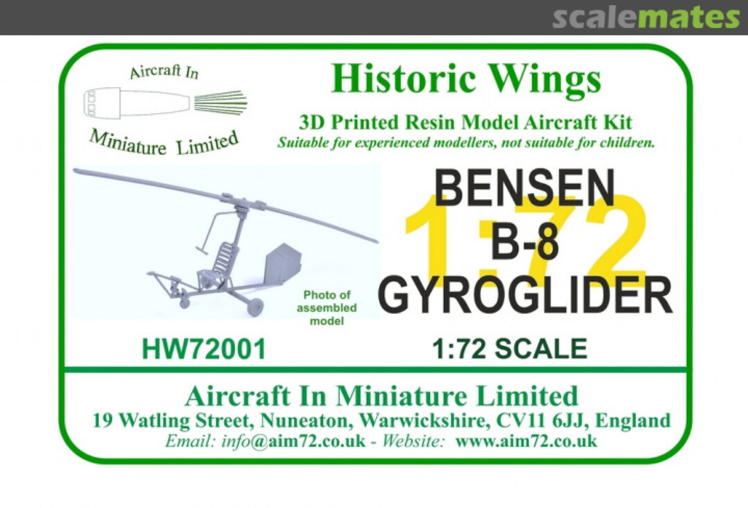 Boxart Bensen B-8 Gyroglider HW72001 Aircraft In Miniature Ltd Boxart Bensen B-8 Gyroglider HW72001 Aircraft In Miniature Ltd