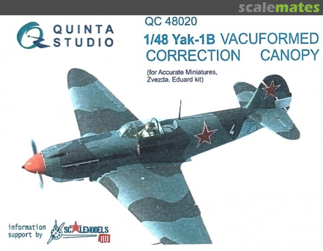 Boxart Yak-1B correction vacuformed clear canopy QC48020 Quinta Studio Boxart Yak-1B correction vacuformed clear canopy QC48020 Quinta Studio