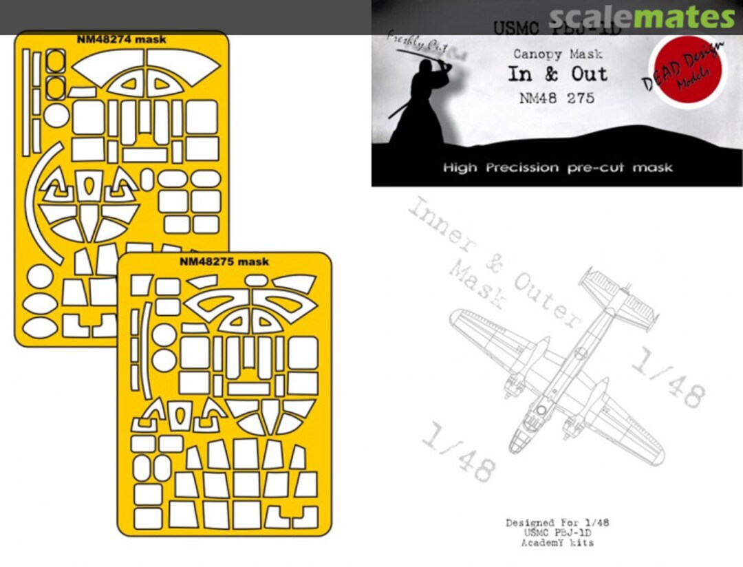 Boxart USMC PBJ-1D Canopy Mask In & Out NM48275 DEAD Design Models Boxart USMC PBJ-1D Canopy Mask In & Out NM48275 DEAD Design Models