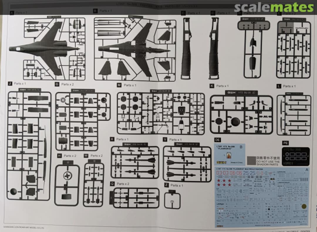 Contents Su-35S "Flanker-E" L7207 Great Wall Hobby Contents Su-35S "Flanker-E" L7207 Great Wall Hobby