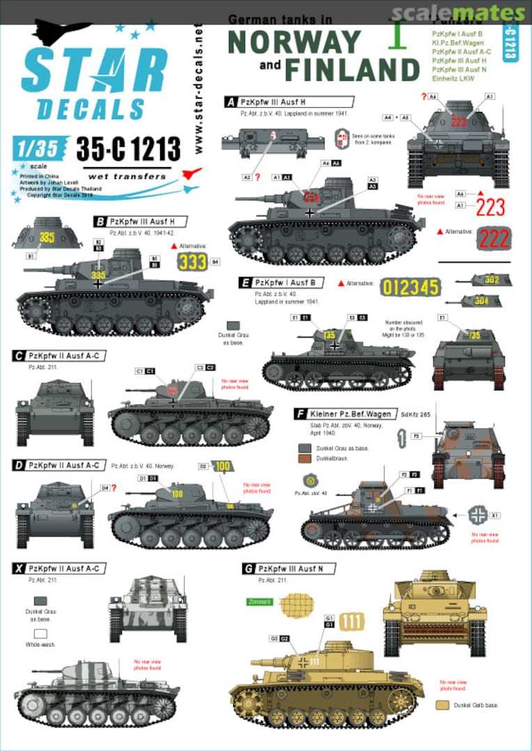 Boxart German tanks in Norway & Finland # I 35-C1213 Star Decals Boxart German tanks in Norway & Finland # I 35-C1213 Star Decals