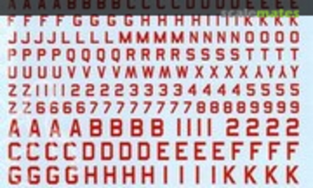 No Red 45" codes (2-10mm) (Berna Decals BD 08) BD 08