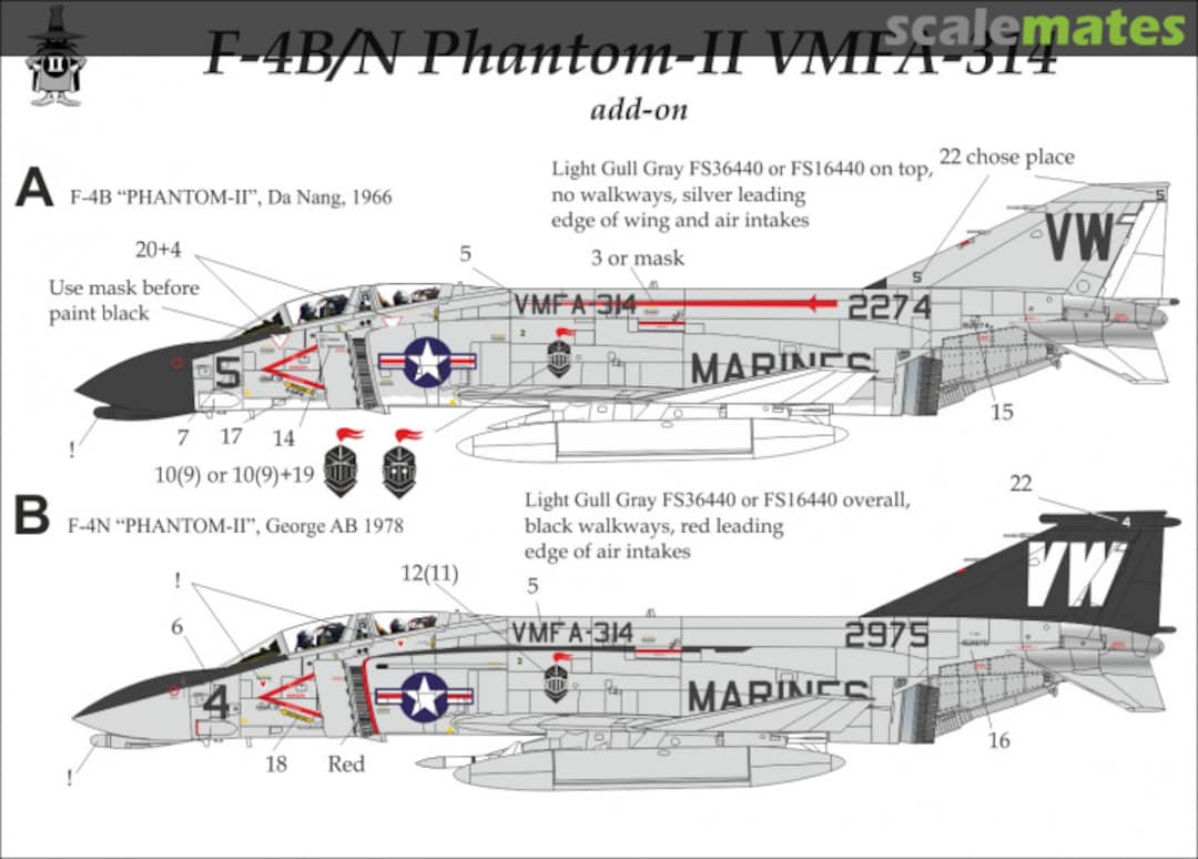 Boxart F-4B/N Phantom-II VMFA-314 UR14440 UpRise Decal Boxart F-4B/N Phantom-II VMFA-314 UR14440 UpRise Decal