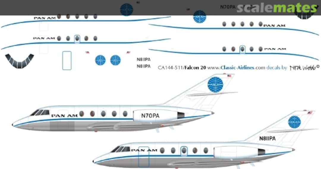 Boxart Pan Am (x2 versions) Falcon 20 CA144-511 Classic Airlines Boxart Pan Am (x2 versions) Falcon 20 CA144-511 Classic Airlines