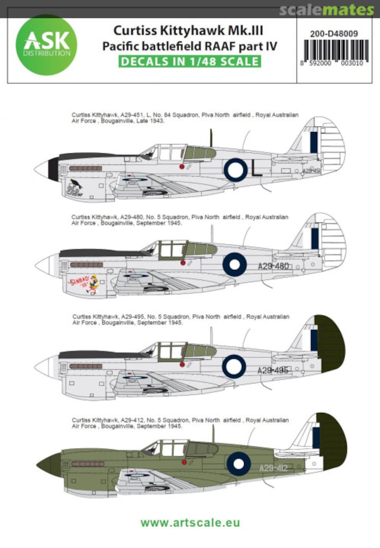 Boxart Curtiss Kittyhawk Mk.III 200-D48009 ASK Boxart Curtiss Kittyhawk Mk.III 200-D48009 ASK