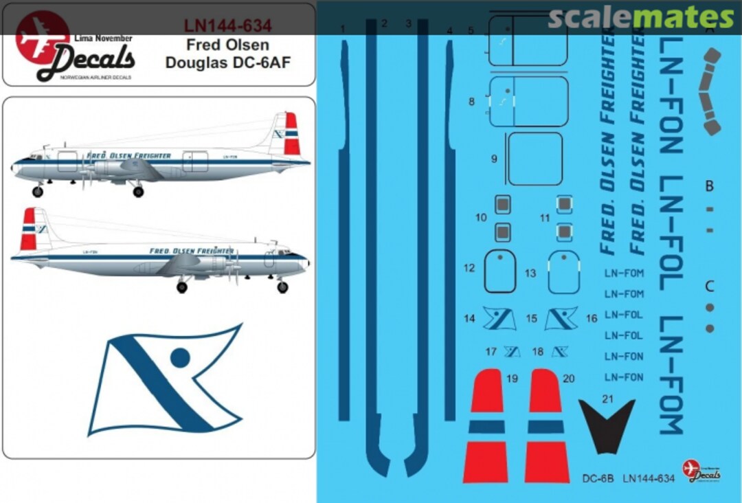 Boxart Fred Olsen Douglas DC-6AF LN144-634 Lima November Decals Boxart Fred Olsen Douglas DC-6AF LN144-634 Lima November Decals