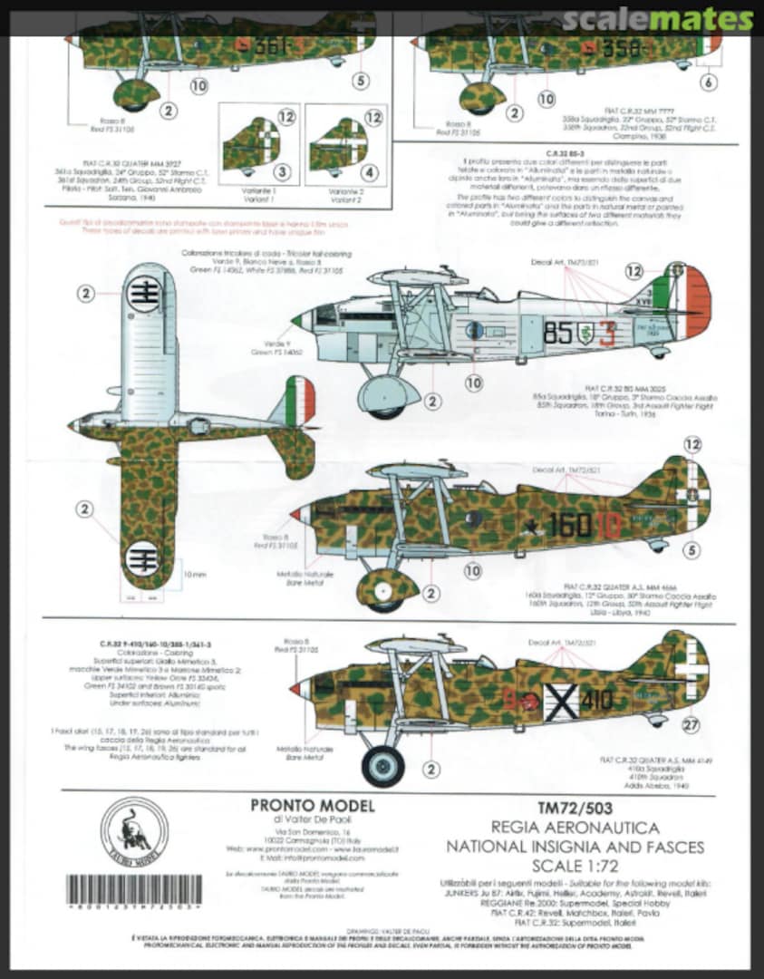 Boxart Regia Aeronautica National Insignia TM72/503 Tauro Model Boxart Regia Aeronautica National Insignia TM72/503 Tauro Model