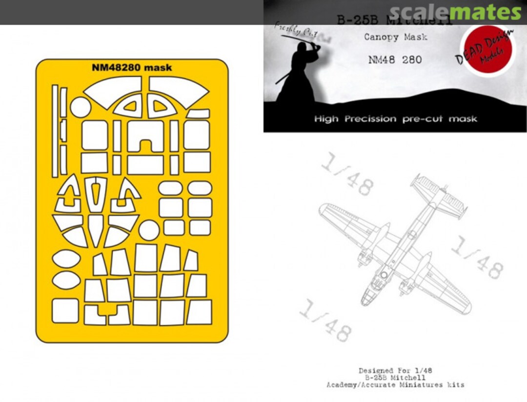 Boxart B-25B Mitchell Canopy Mask NM48280 DEAD Design Models Boxart B-25B Mitchell Canopy Mask NM48280 DEAD Design Models