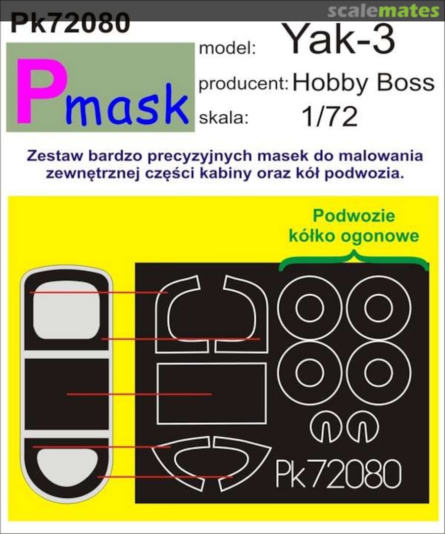 Boxart Yak-3 - canopy and wheel masks PK72080 Pmask Boxart Yak-3 - canopy and wheel masks PK72080 Pmask
