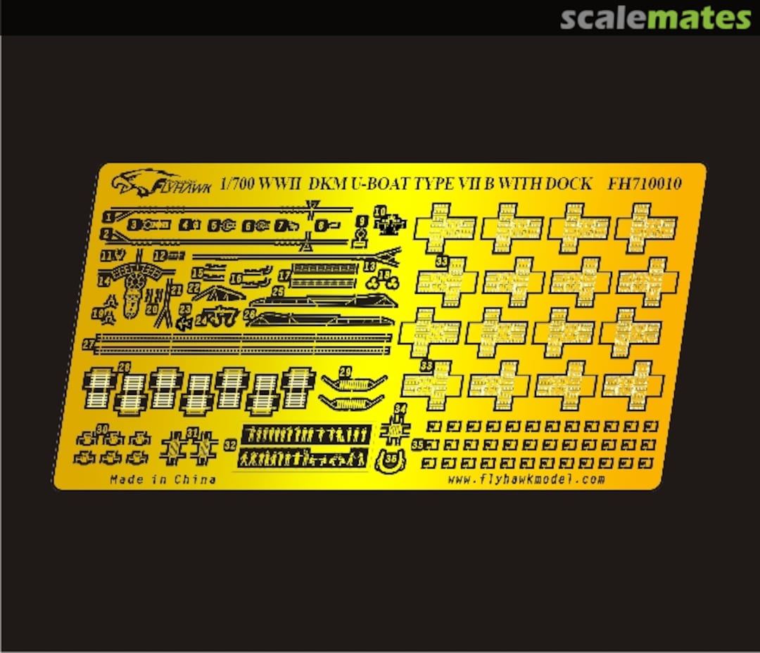 Boxart WWII DKM U-Boat Type VII B Detail Set with Dock for Flyhawk #1101 FH710010 FlyHawk Model Boxart WWII DKM U-Boat Type VII B Detail Set with Dock for Flyhawk #1101 FH710010 FlyHawk Model