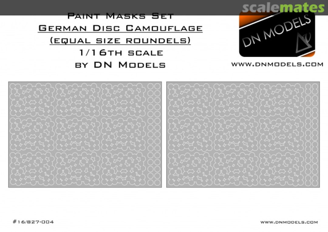 Boxart Paint Mask set 1/16 WWII 1946 German Disc Camo (equal size roundels) 16/827-004 DN Models Boxart Paint Mask set 1/16 WWII 1946 German Disc Camo (equal size roundels) 16/827-004 DN Models