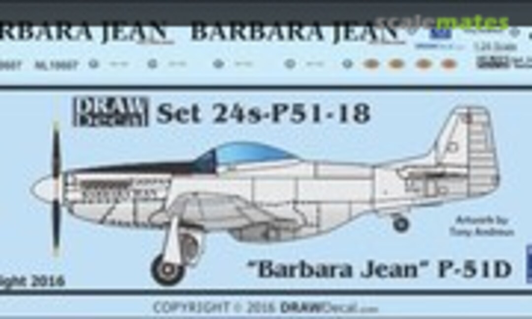 1:24 P-51D "Barbara Jean" (Draw Decal 24-P51-18) 24-P51-18