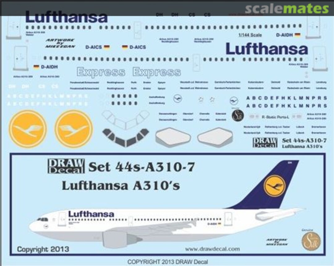 Boxart Airbus A310-203, A310-304 44s-A310-7 Draw Decal Boxart Airbus A310-203, A310-304 44s-A310-7 Draw Decal