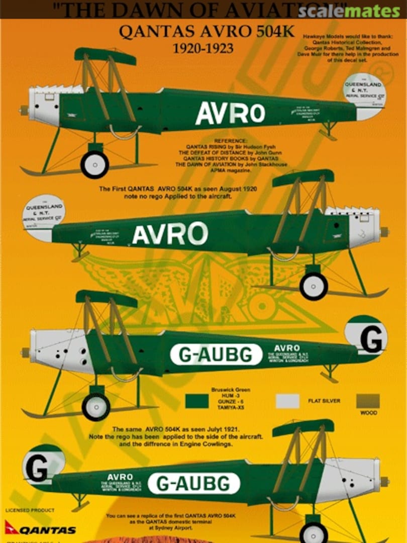 Boxart QANTAS, Avro 504K, First Aircraft CDS-150 Hawkeye Models Boxart QANTAS, Avro 504K, First Aircraft CDS-150 Hawkeye Models