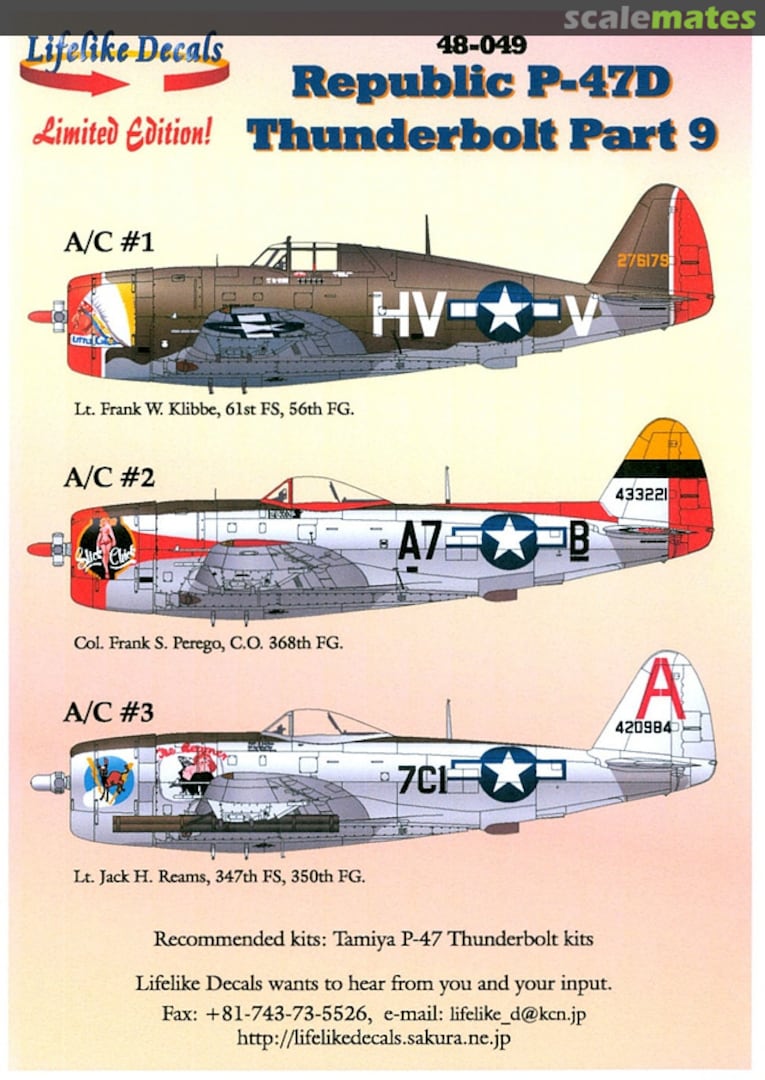 Boxart Republic P-47D Thunderbolt Part 9 48-049 Lifelike Decals Boxart Republic P-47D Thunderbolt Part 9 48-049 Lifelike Decals