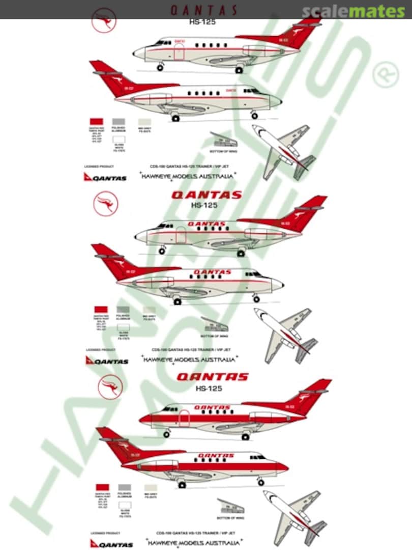 Boxart QANTAS, Hawker Siddeley HS.125, (all 3 variations) CDS-099 Hawkeye Models Boxart QANTAS, Hawker Siddeley HS.125, (all 3 variations) CDS-099 Hawkeye Models