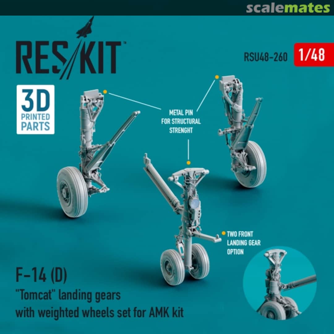 Boxart F-14 (D) Tomcat - Landing Gears w/ Weighted Wheels RSU48-0260 ResKit Boxart F-14 (D) Tomcat - Landing Gears w/ Weighted Wheels RSU48-0260 ResKit