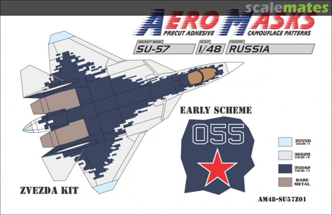 Boxart SU-57 Russia Early Scheme AM48-SU57Z01 AeroMasks Boxart SU-57 Russia Early Scheme AM48-SU57Z01 AeroMasks