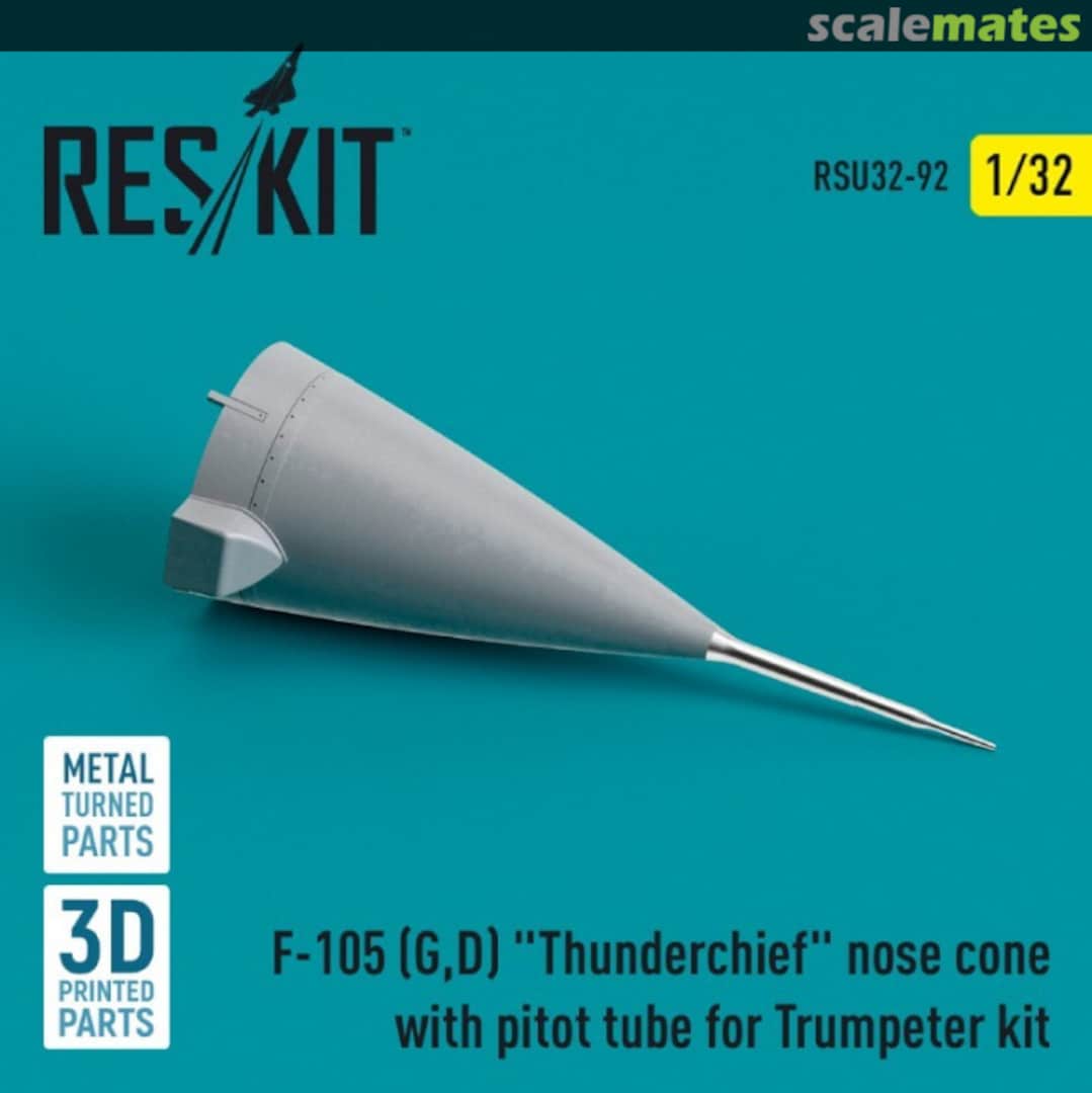 Boxart F-105 (G,D) Thunderchief nose cone with pitot tube (Metal & 3D Printed) RSU32-0092 ResKit Boxart F-105 (G,D) Thunderchief nose cone with pitot tube (Metal & 3D Printed) RSU32-0092 ResKit