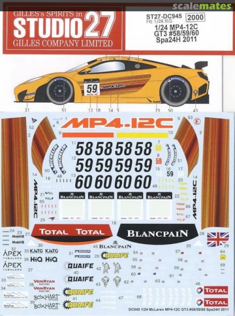 Boxart McLaren MP4-12C GT3 ST27-DC945 Studio27 Boxart McLaren MP4-12C GT3 ST27-DC945 Studio27