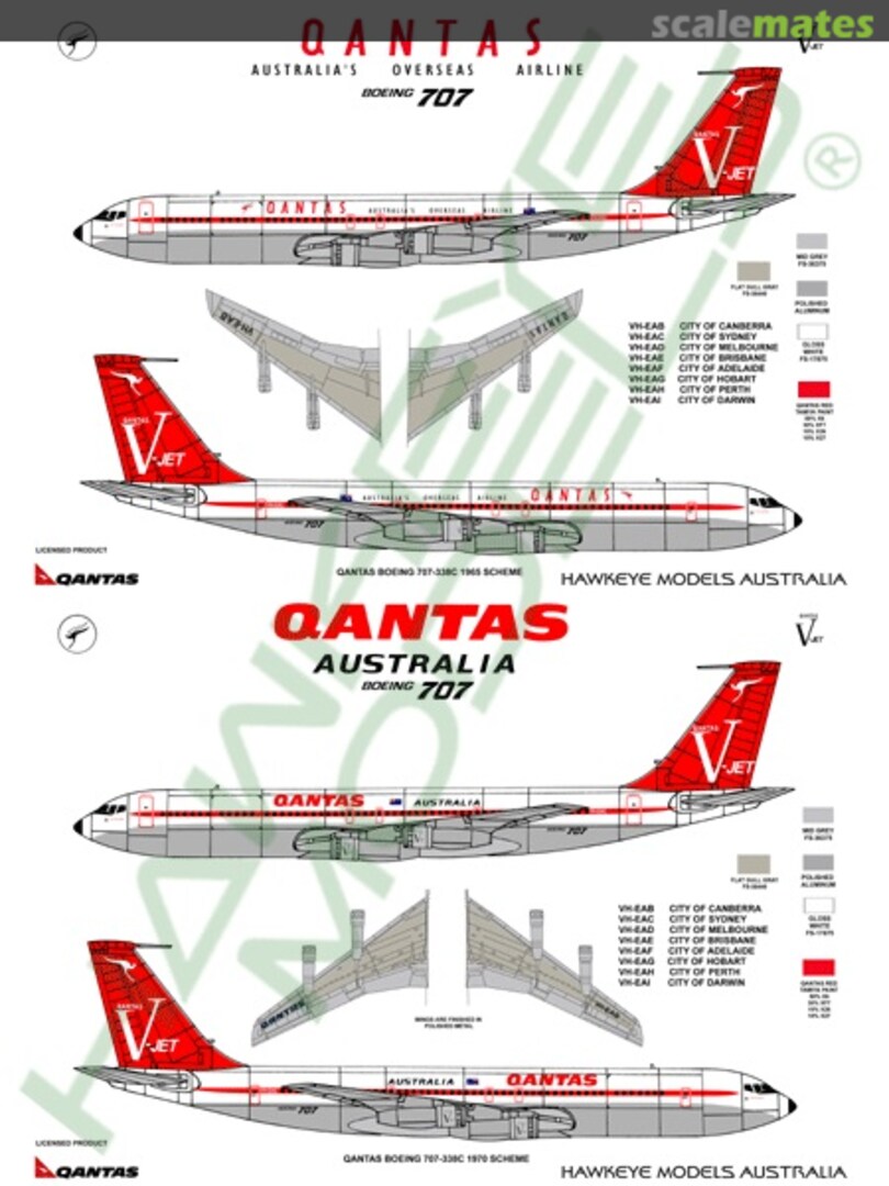 Boxart QANTAS, Boeing 707-320, V- Jet CDS-041 Hawkeye Models Boxart QANTAS, Boeing 707-320, V- Jet CDS-041 Hawkeye Models