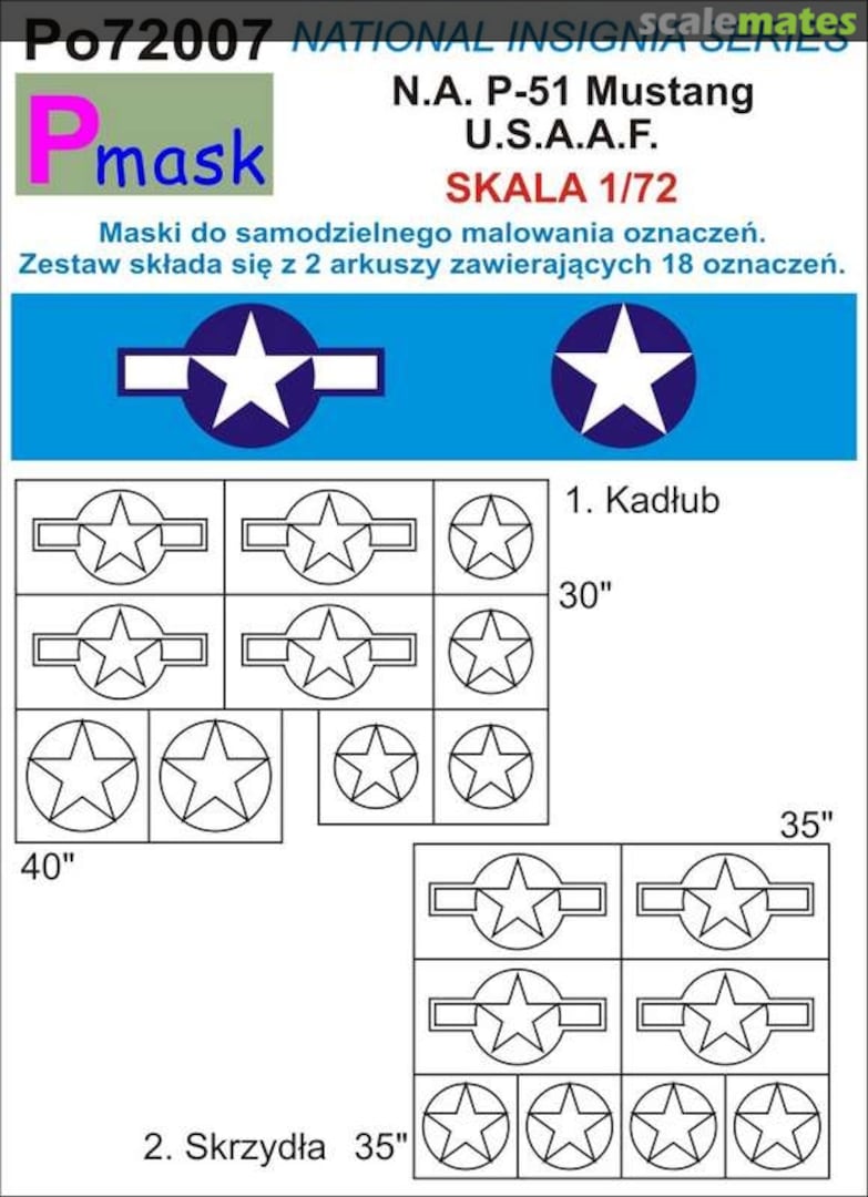 Boxart N.A. P-51 Mustang U.S.A.A.F. PO72007 Pmask Boxart N.A. P-51 Mustang U.S.A.A.F. PO72007 Pmask