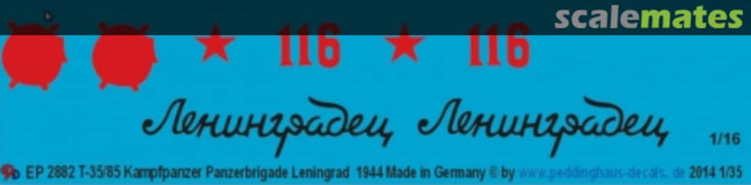 Boxart T 34/85 Kampfpanzer der Panzerbrigade Leningrad Winter 1944 EP 2882 Peddinghaus-Decals Boxart T 34/85 Kampfpanzer der Panzerbrigade Leningrad Winter 1944 EP 2882 Peddinghaus-Decals