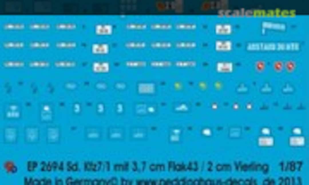 1:87 Sd.Kfz 7/1 8 ton Zugmaschine gepanzert und ungepanzert mit 3,7 Flak 43 und 2cm Vierling (Peddinghaus-Decals EP 2694) EP 2694