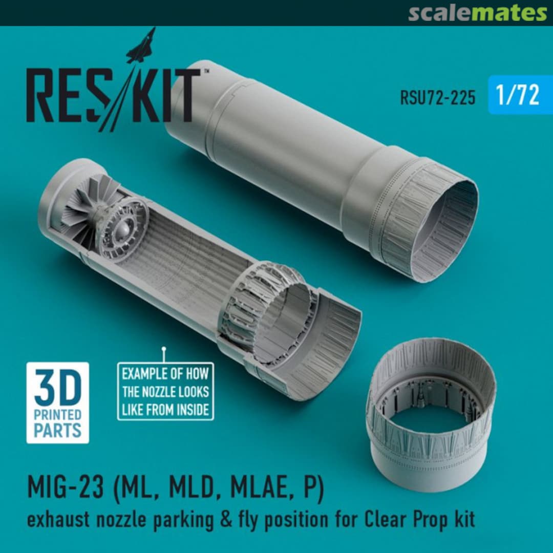 Boxart MiG-23 (ML, MLD, MLAE, P) Flogger - Exhaust Nozzle (Parking & Fly Position) RSU72-0225 ResKit Boxart MiG-23 (ML, MLD, MLAE, P) Flogger - Exhaust Nozzle (Parking & Fly Position) RSU72-0225 ResKit