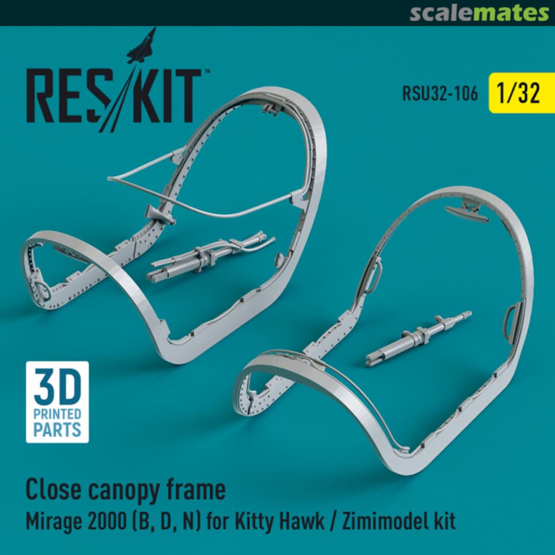Boxart Close canopy frame Mirage 2000 (B,D,N) (Kitty Hawk / Zimimodel) (3D Printed) RSU32-0106 ResKit Boxart Close canopy frame Mirage 2000 (B,D,N) (Kitty Hawk / Zimimodel) (3D Printed) RSU32-0106 ResKit