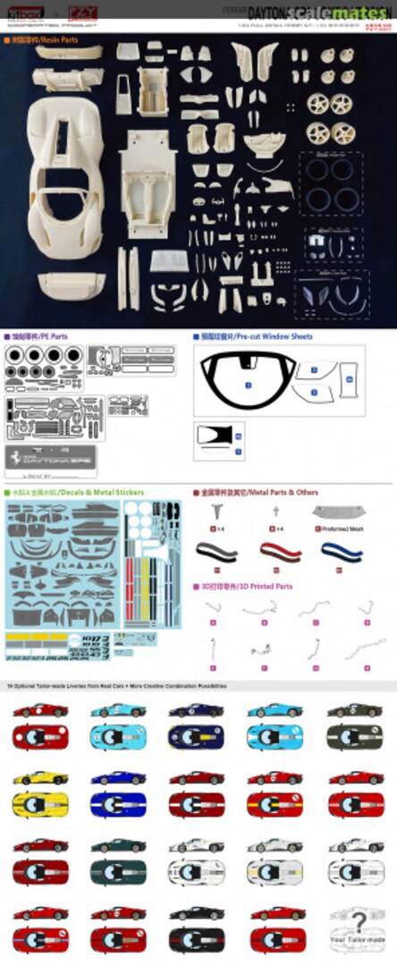 Contents Ferrari Daytona SP3 Combo Version KB08-08 KitBox & PZY Model Contents Ferrari Daytona SP3 Combo Version KB08-08 KitBox & PZY Model