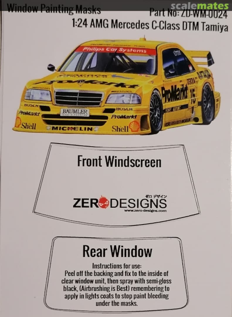 Boxart AMG Mercedes C-Class DTM Tamiya Window Painting Masks ZD-WM-0024 Zerodesigns