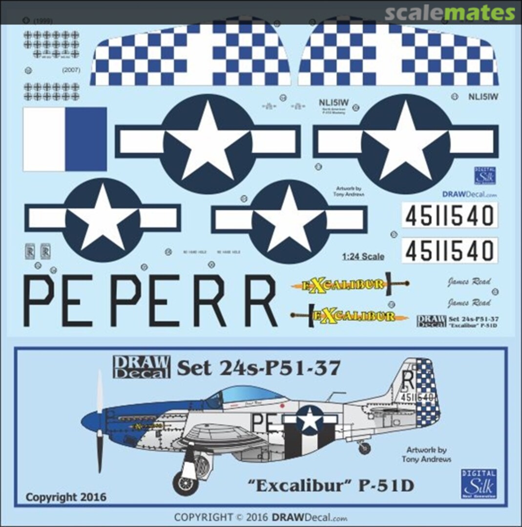 Boxart P-51D "Excalibur" 24-P51-37 Draw Decal Boxart P-51D "Excalibur" 24-P51-37 Draw Decal