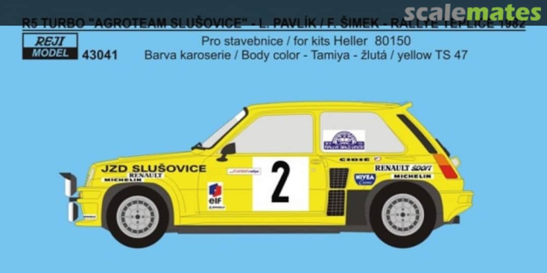 Boxart Renault 5 AGROTEAM Rallye Teplice 1982 43041 REJI Model Boxart Renault 5 AGROTEAM Rallye Teplice 1982 43041 REJI Model