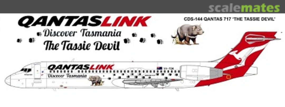 Boxart QANTAS Link, Boeing 717, “Tassie Devil” 2007-2017 scheme CDS-144 Hawkeye Models
