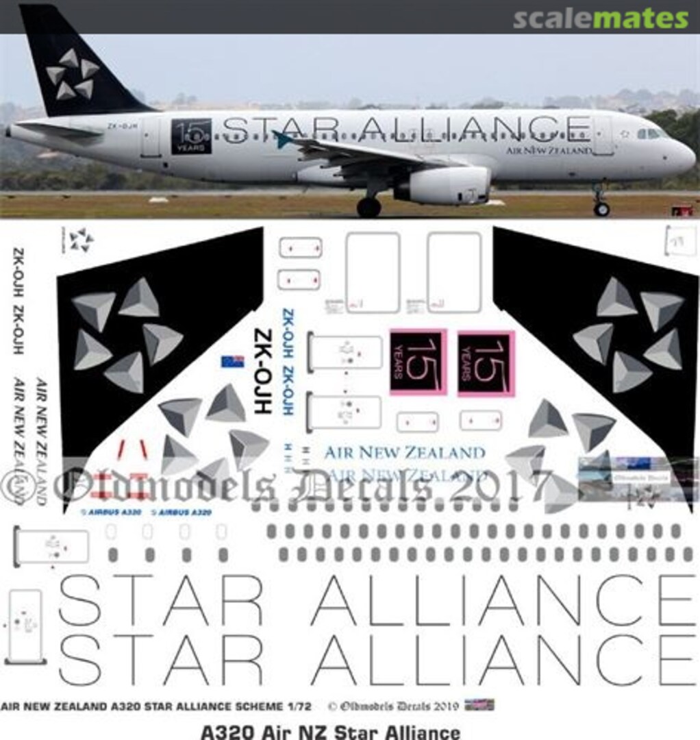 Boxart Air NZ A320 Star Alliance scheme OMD0084 Oldmodels Decals Boxart Air NZ A320 Star Alliance scheme OMD0084 Oldmodels Decals